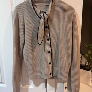 Commense Beige Cardigan with Black Trim
